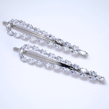 Set Of 2 Silver Spark Barrette Bridal Hair Clip, Bridesmaid Gift, Wedding Hair Accessory.